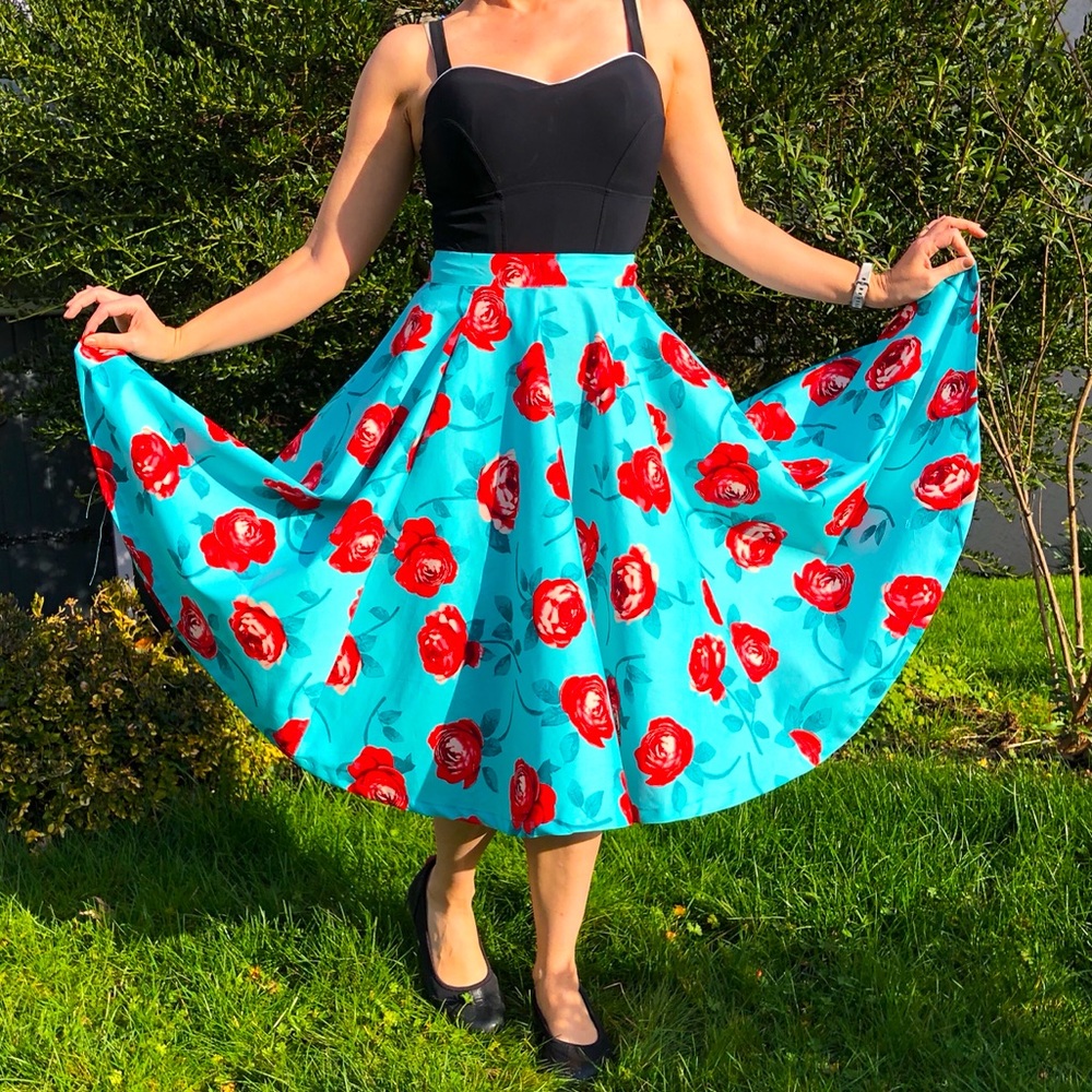 Vintage style handmade floral circle skirt